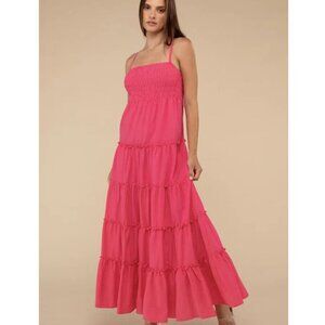 NWT Pink Smocked Tiered Maxi Dress